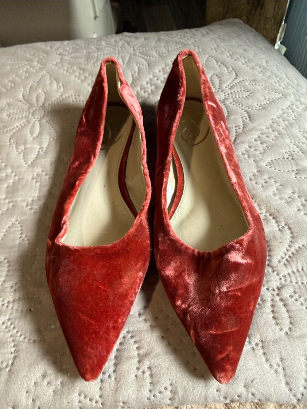 Sam Edelman Red Velvet Pointed Flats